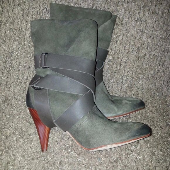 MEA SHADOW-Cassandra-Khaki Suede & Leather Harness Boots Bootie-SZ 6-NEW - Picture 4 of 7